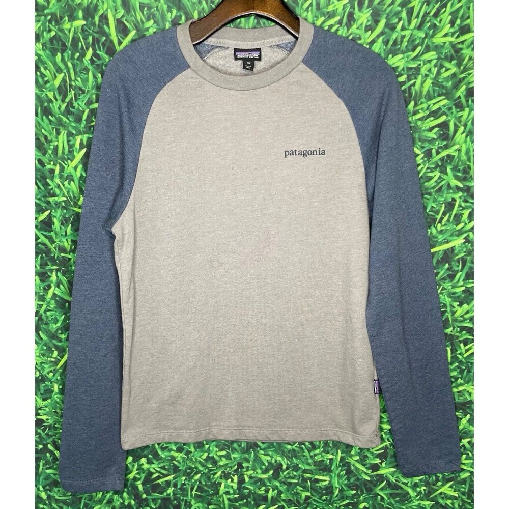 Patagonia Fleece Lined Crewneck Pullover Long Sleeve Organic Cotton Shirt Men XS - Picture 2 of 3